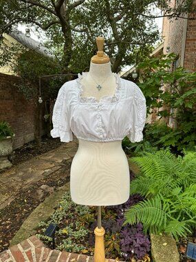 Vtg Country Line Milk Maid Peasant Button Front Crop Top Sz 42